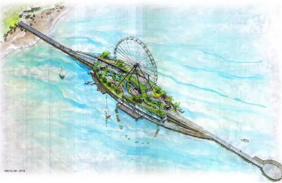 Desenho que mostrava como seria a roda-gigante em Fortaleza