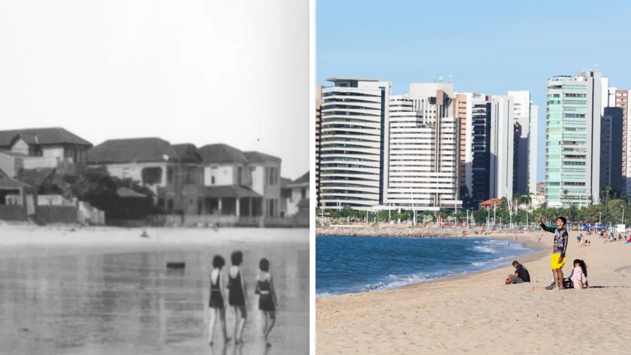 Imagem da notícia: Das casas de palha aos arranha-céus: como a orla de Fortaleza mudou nos últimos 100 anos