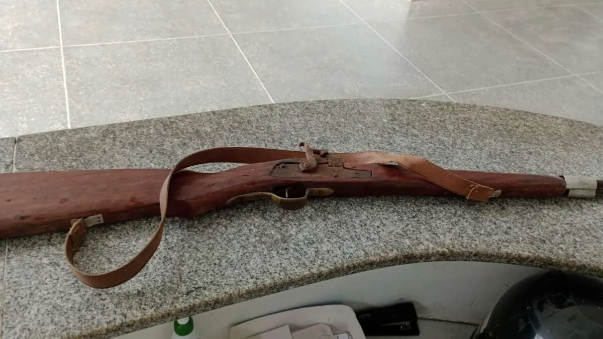 Arma deixada por suspeito de abandonar o animal