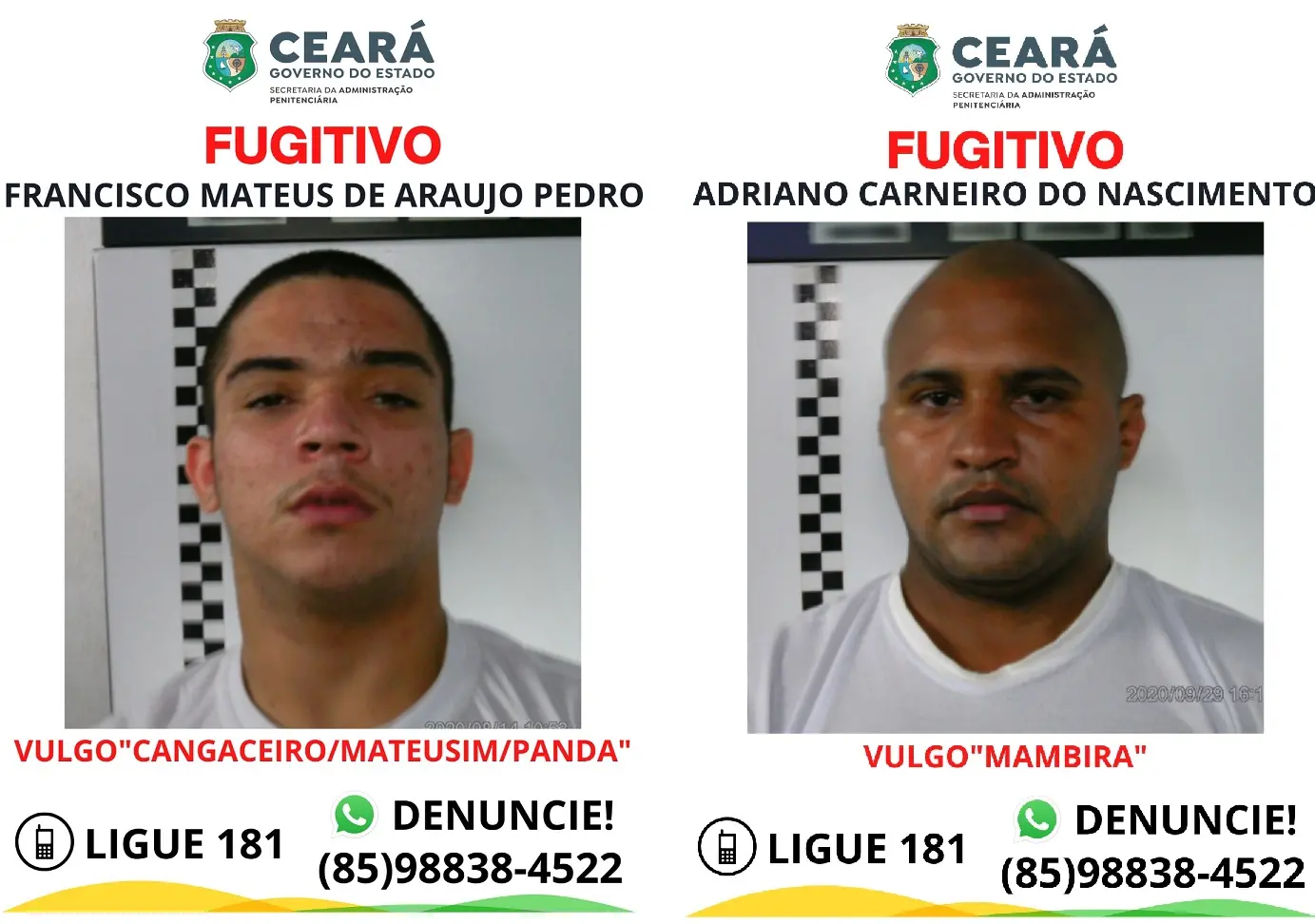 Imagem da notícia: Homicidas fogem da prisão em Sobral; um deles é acusado de matar criança a tiros