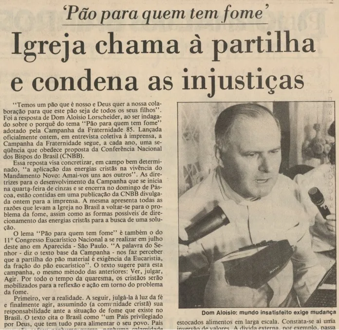 Campanha da Fraternidade em 1985