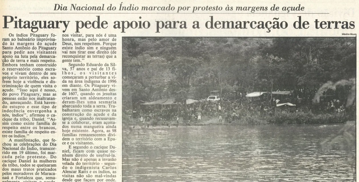 Mobilização pela garantia do território é mostrada pelo Diário do Nordeste desde a década de 1990; em destaque, matéria de 1996