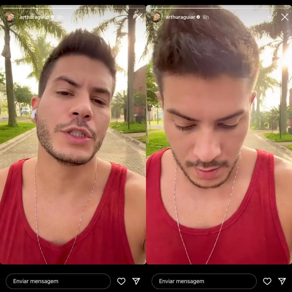 Imagem da notícia: Seguidores criticam Arthur Aguiar por postar foto 'feliz' enquanto a filha estava no hospital 