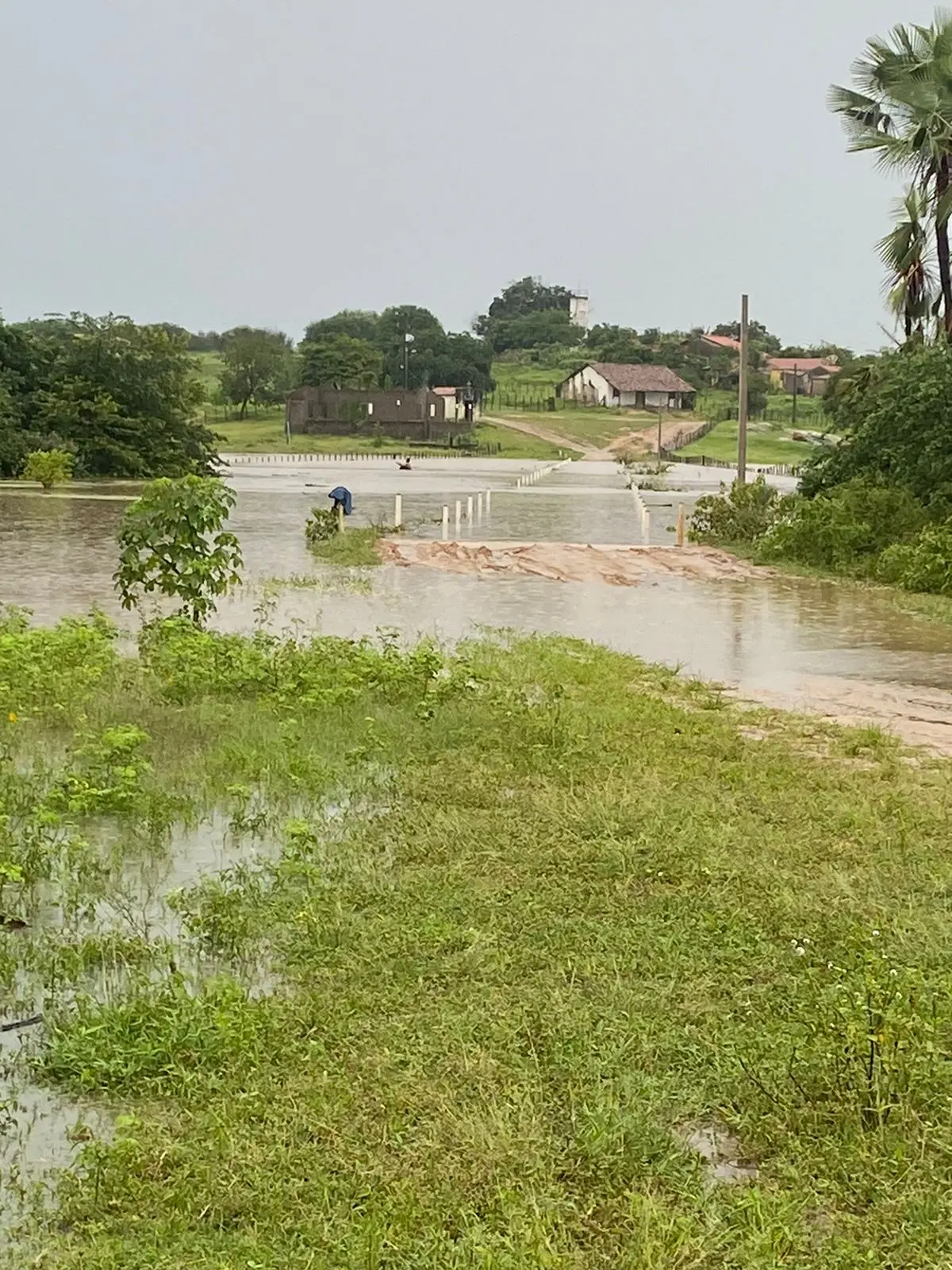 Imagem da notícia: Comunidades de Lavras da Mangabeira ficam isoladas após Rio Salgado transbordar