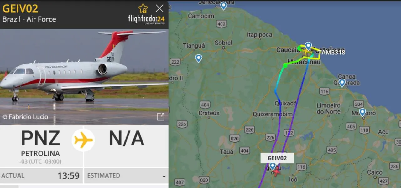 Detalhe da aeronave do GEIV realizando voos de homologação em Fortaleza em 27/03