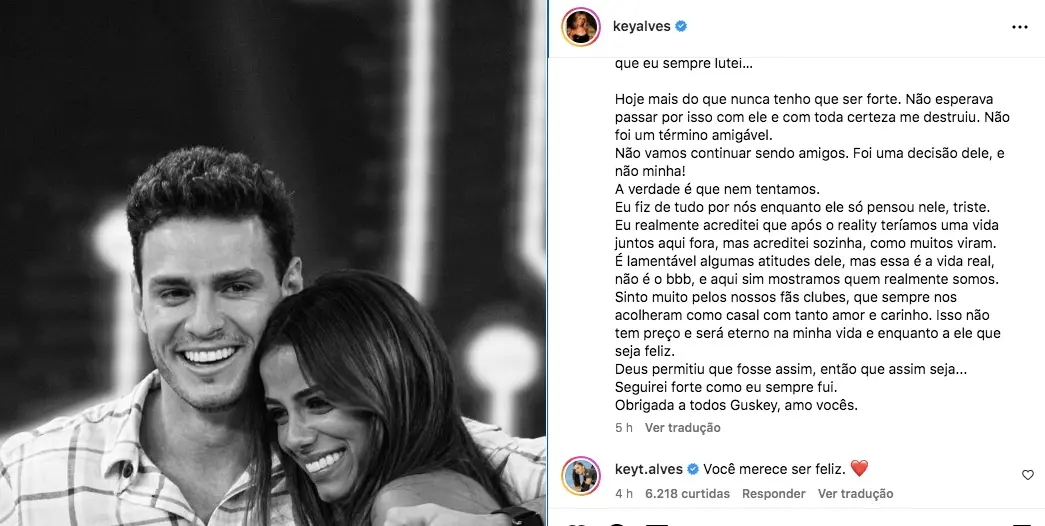 Imagem da notícia: Irmã apoia Key Alves após atleta terminar namoro com Gustavo 