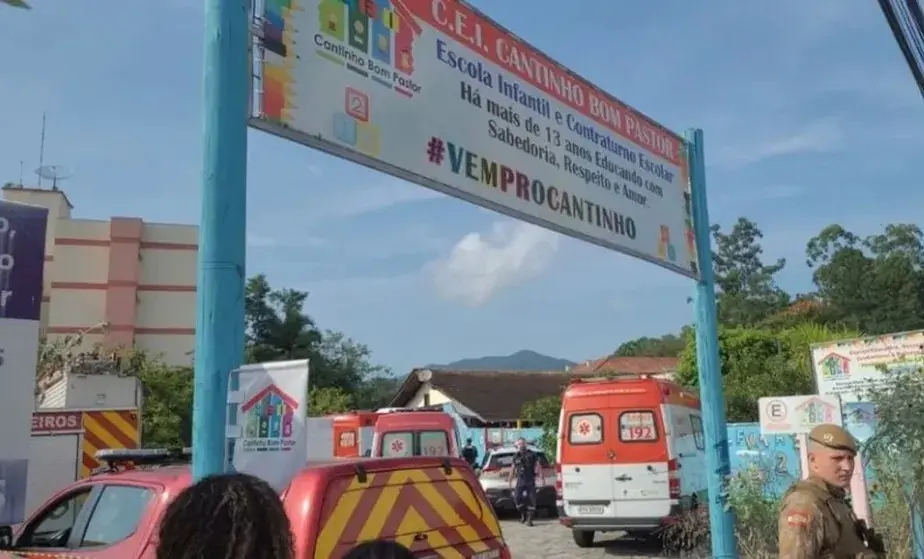 Fachada da creche que sofreu o ataque