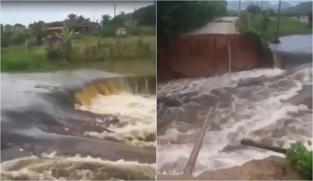 Imagem da notícia: Parede de açude rompe após chuva intensa em Maranguape; veja vídeo