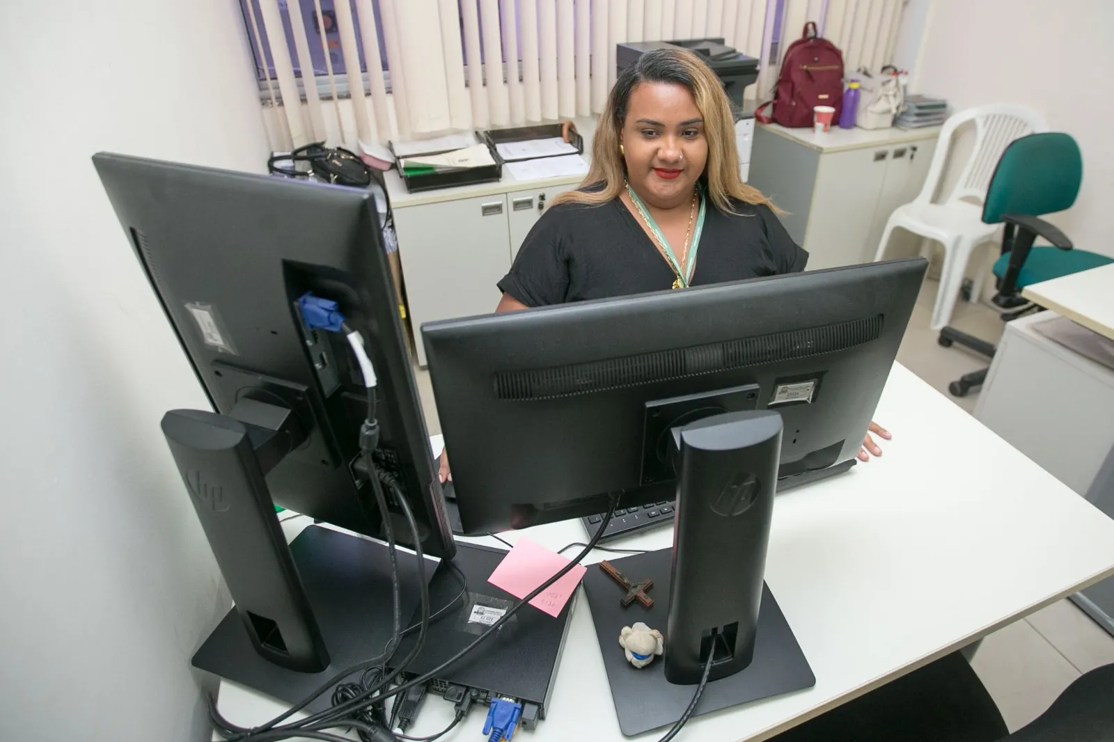 Patrícia Dawson, de 36 anos, trabalha há um ano como atendente em um órgão público