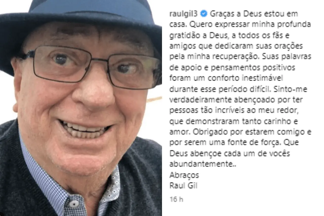 Imagem da notícia: Raul Gil tem boa recuperação e recebe alta hospitalar após cirurgia na próstata