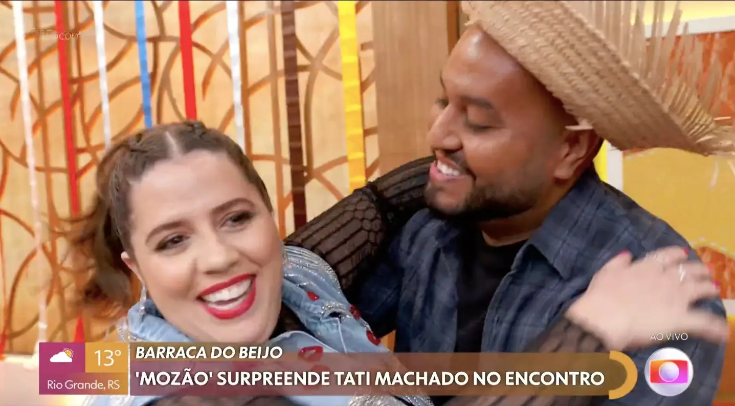Imagem da notícia: Tati Machado recebe surpresa do marido na Barraca do Beijo do ‘Encontro’