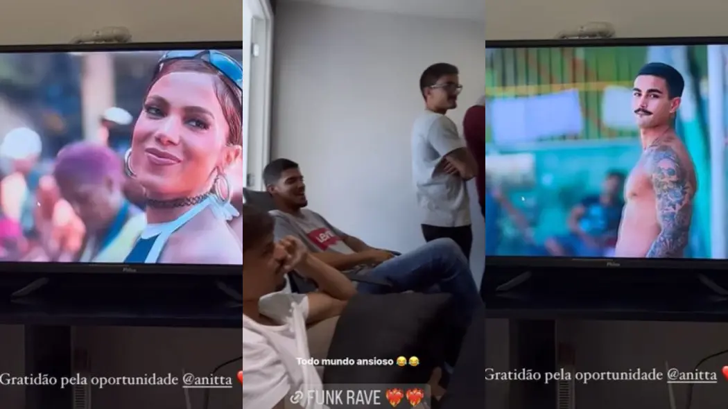 Imagem da notícia: Modelo do clipe 'Funk Rave' de Anitta reúne amigos para assistir lançamento