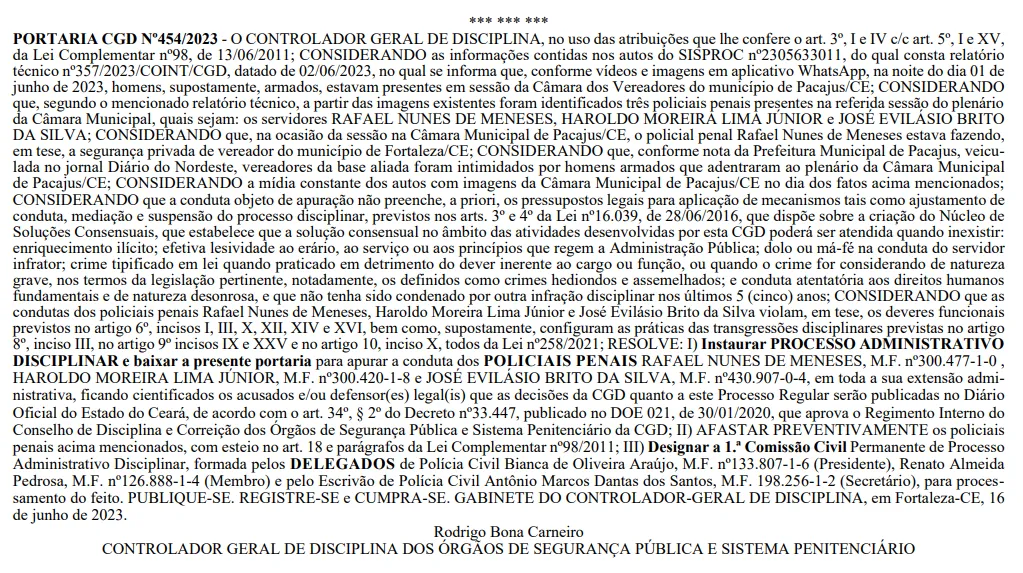 A portaria foi publicada na edição de segunda-feira (26) do DOE.