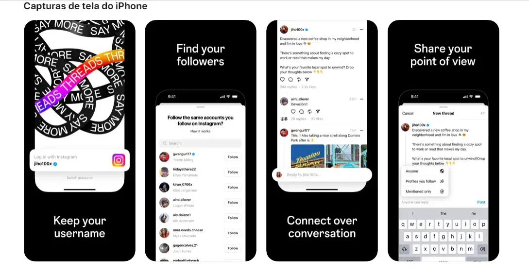 Prévia do app Threads mostra interface semelhante a do Instagram