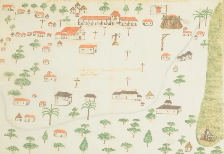 Planta da vila de Fortaleza datada de 1726, quando se tornou capital do Ceará