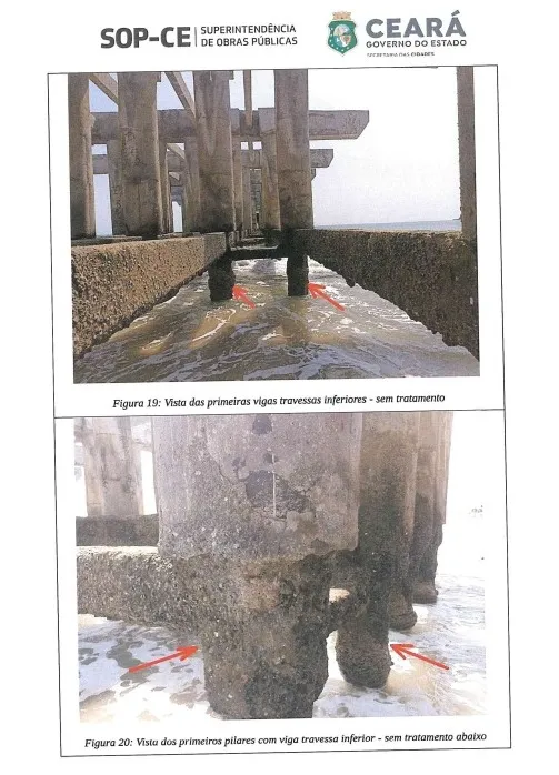 Laudo apontou que várias das colunas de sustentação da ponte estão sem tratamento, o que impede a viabilidade de dar seguimento às obras de urbanização do espaço