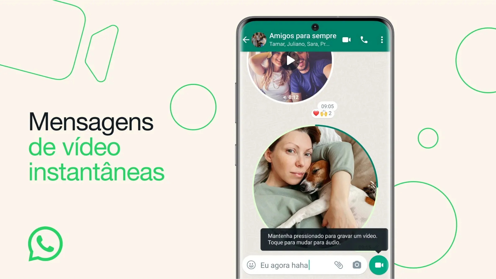 Vídeos serão enviados em círculos nas conversas