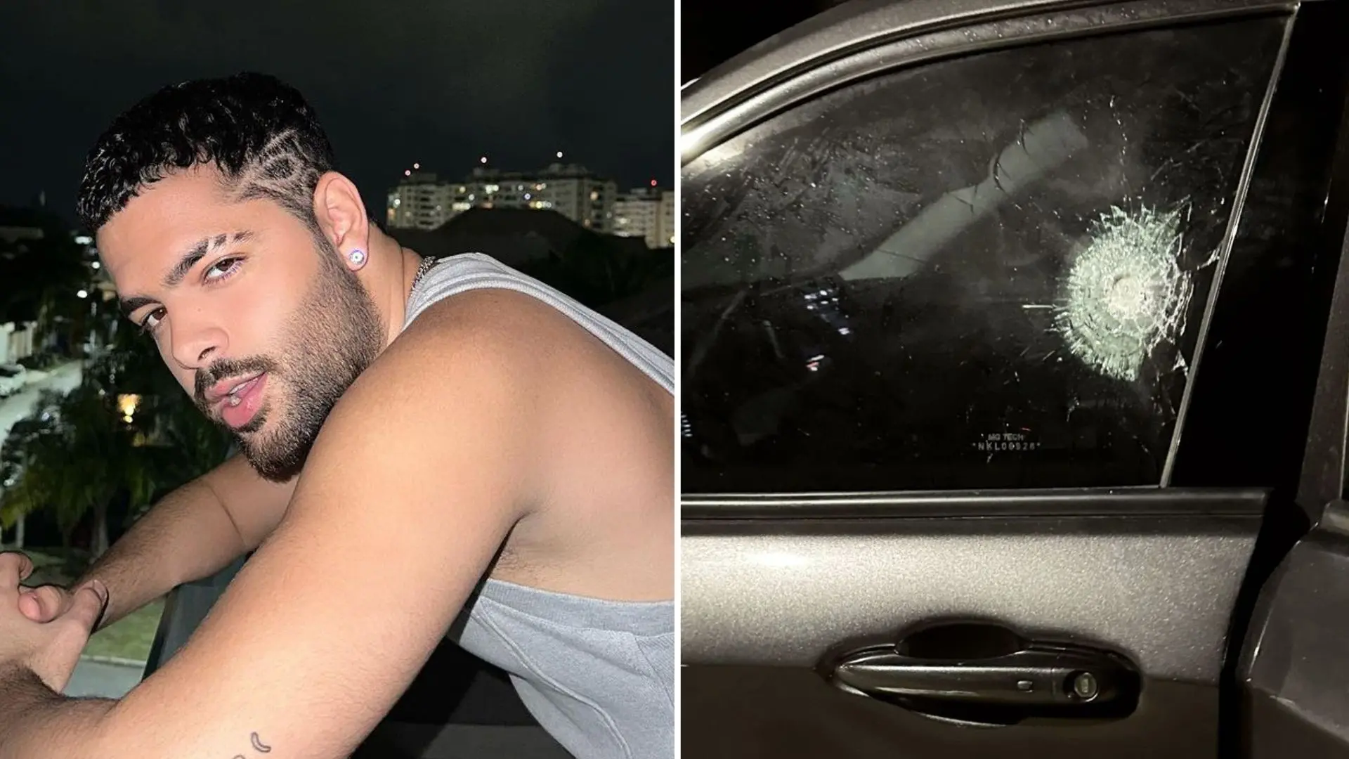 Imagem da notícia: Pedro Sampaio posta foto em que mostra carro amassado e alvejado: 'livramento' 
