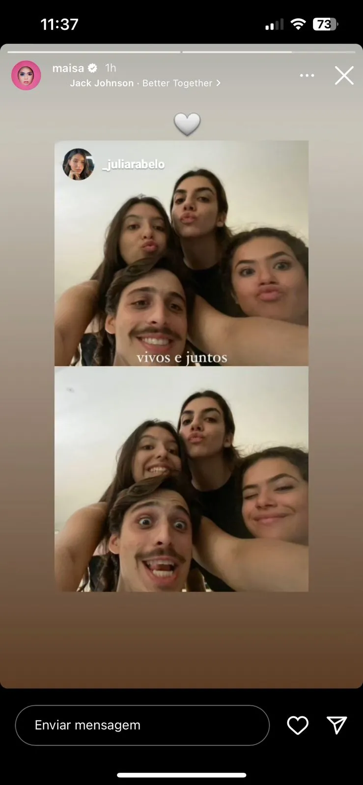Maisa compartilhou story de uma das amigas que estava com ela