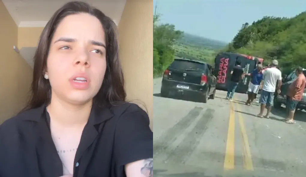 Imagem da notícia: Ônibus da cantora de feminejo Maria Clara tomba em estrada de Alagoas neste domingo (27)