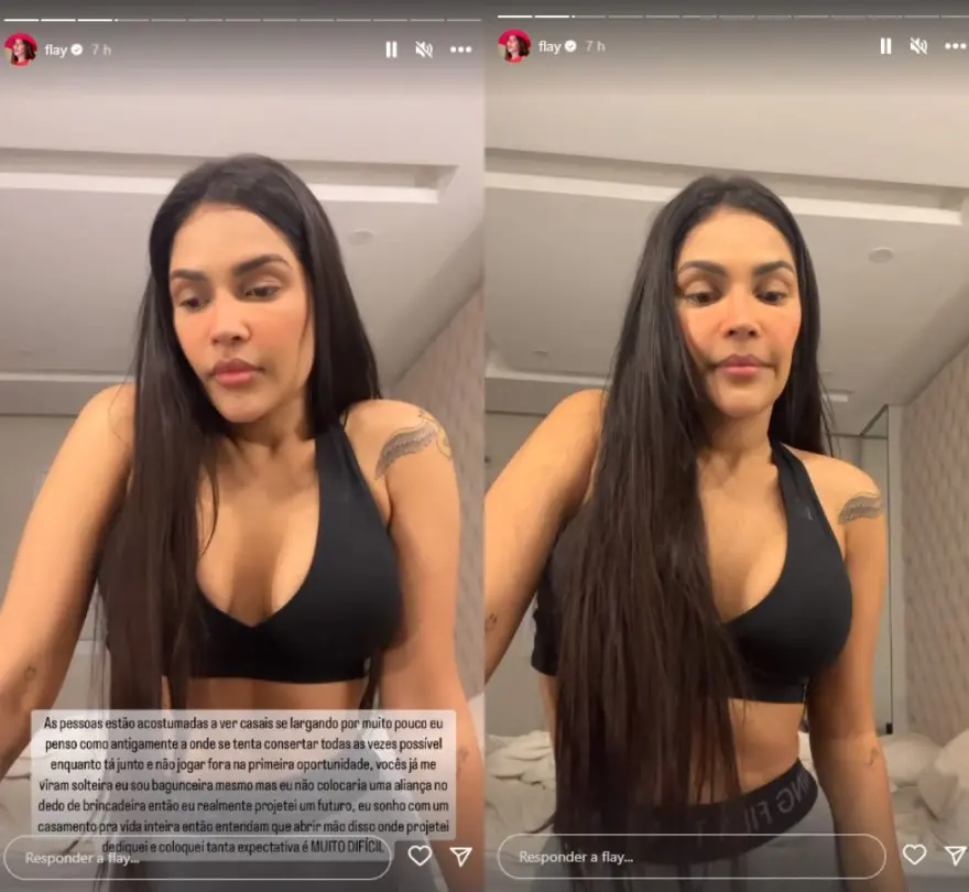 Imagem da notícia: Ex-BBB Flay anuncia término de noivado com Pedro Maia pela segunda vez 