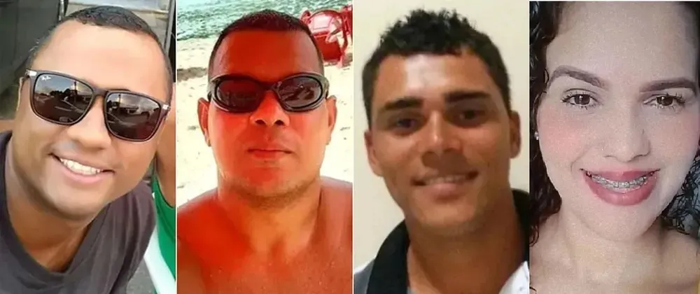Quatro dos oito mortos após tiroteio em Camaragibe: PM Eduardo Roque, PM Rodolfo José, Alex Silva e Ágata Ayanne — Foto: Reprodução/Internet