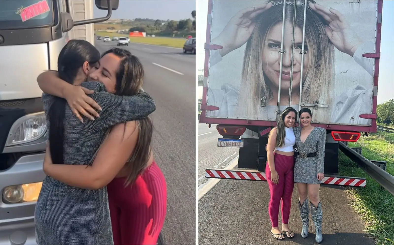 Imagem da notícia: Maraisa vê homenagem a Marília Mendonça na estrada e para caminhão para abraçar motorista