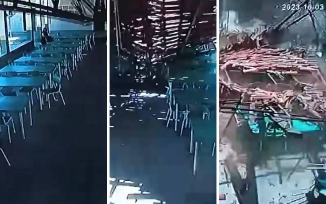 Imagem da notícia: Teto desaba em escola de tempo integral em Lavras da Mangabeira; veja vídeo