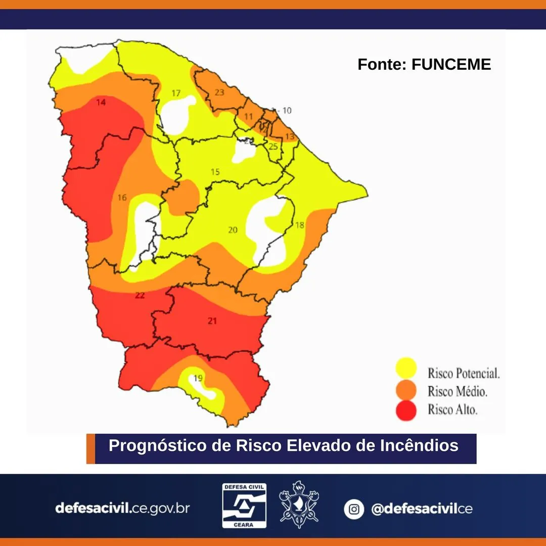 Cidades têm risco de médio a alto de incêndios