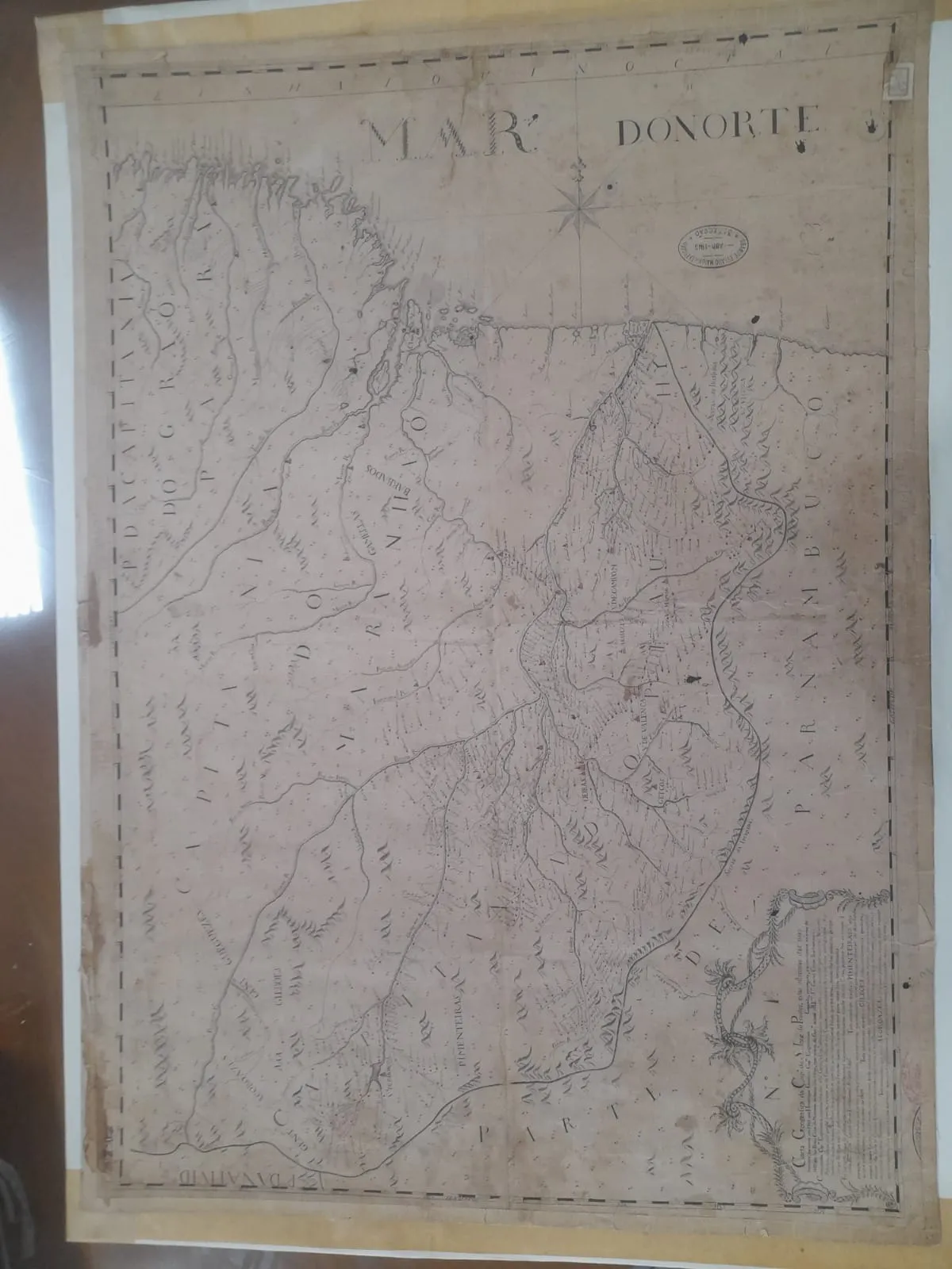 Mapa do Piauí, 1809, elaborado por Jozé Pedro Cezar de Menezes, corrigindo o de Galucio de 1761.Mapa retirado da nota técnica do Governo do Ceará