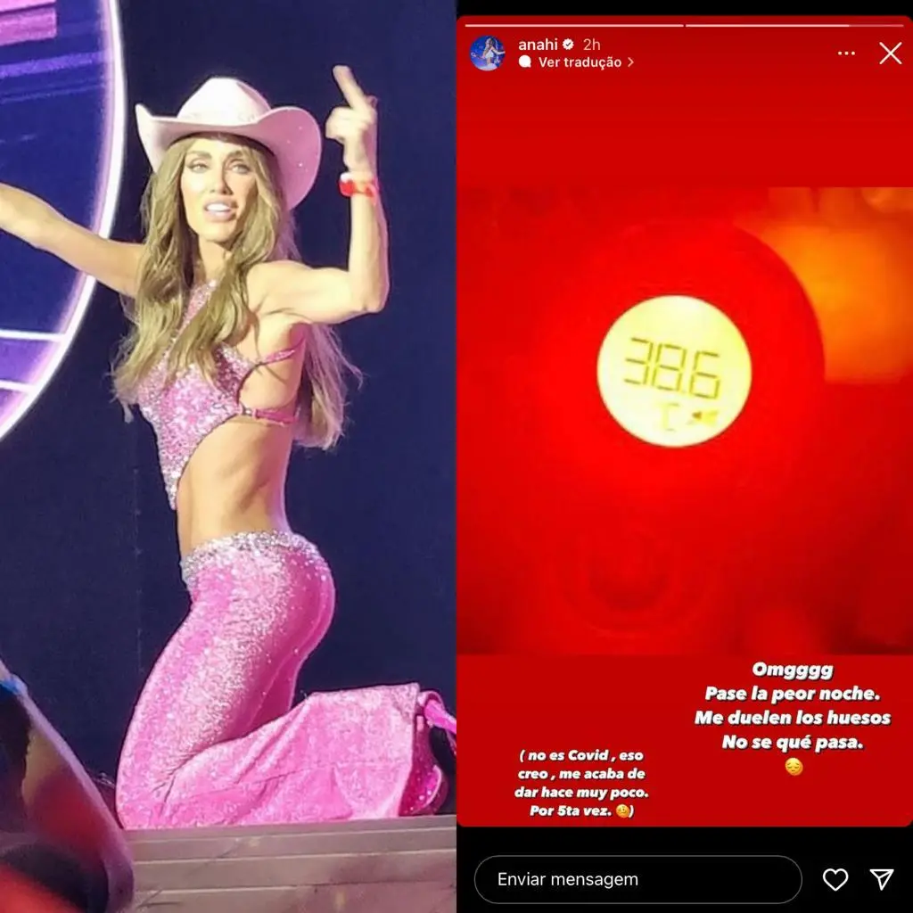 Imagem da notícia: Em turnê pelo Brasil, Anahi compartilha com os fãs que está doente: ‘tive a pior noite’