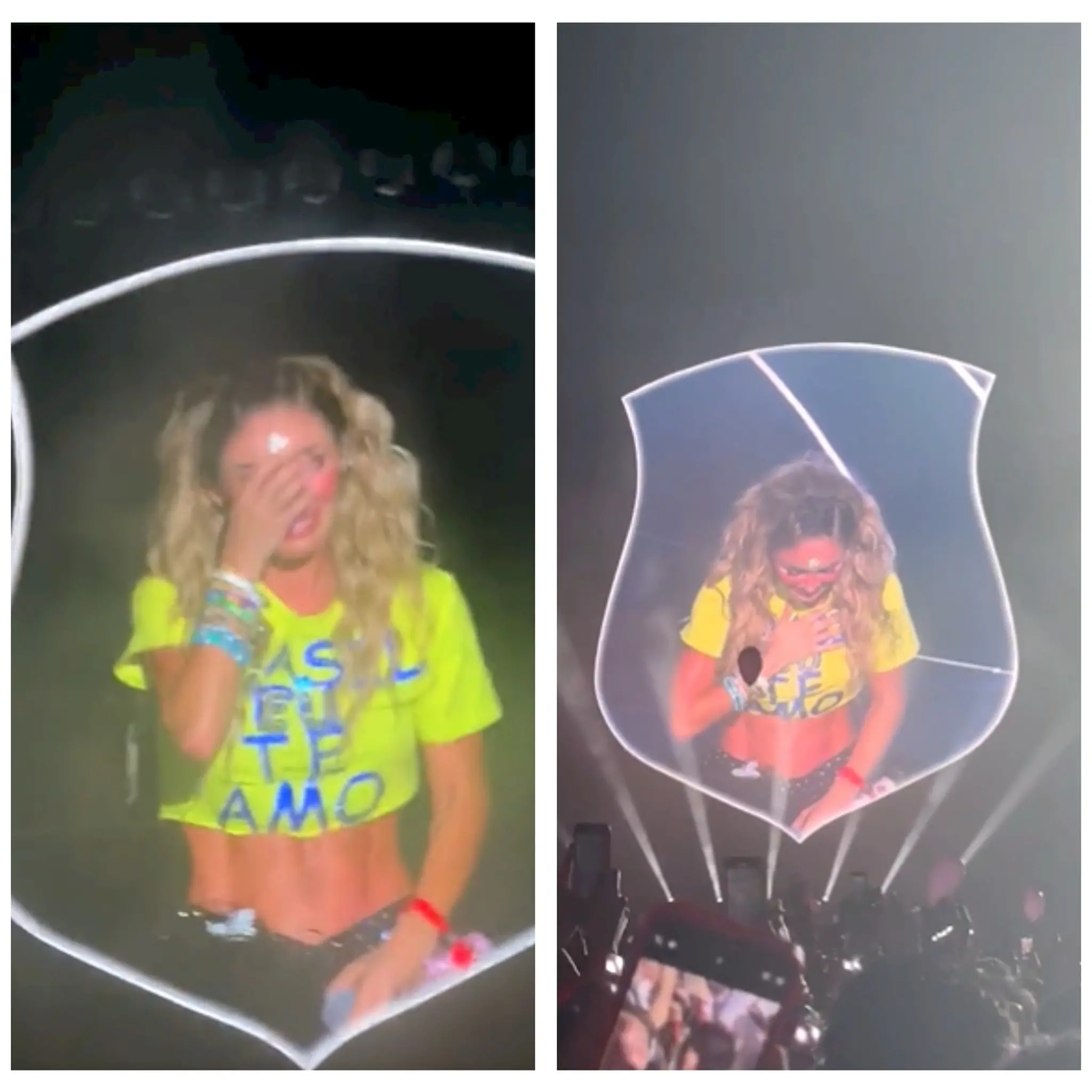 Imagem da notícia: Doente, Anahí chora durante show do RBD no Brasil: 'Não tenho muitas forças nem para falar'