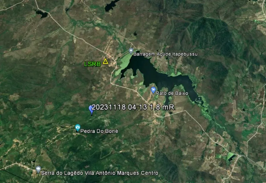 Imagem mostra área central da atividade sísmica