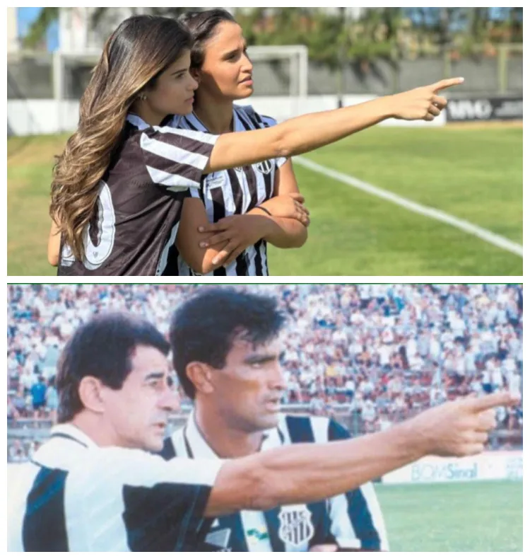 Vânia Filgueiras e Verena Figueira repetem gesto dos pais quando jogavam no Ceará