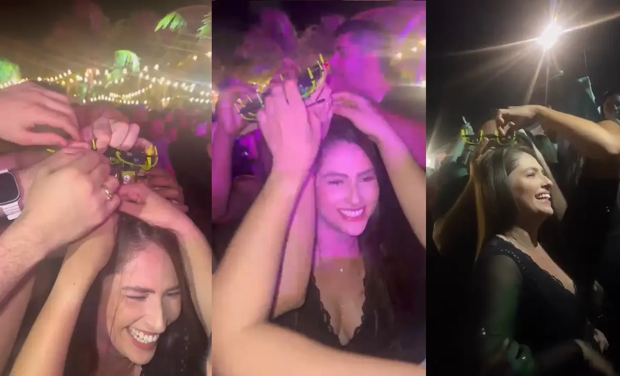 Imagem da notícia: Drone cai e enrosca no cabelo de mulher em festa do Forró no Sítio, em Fortaleza