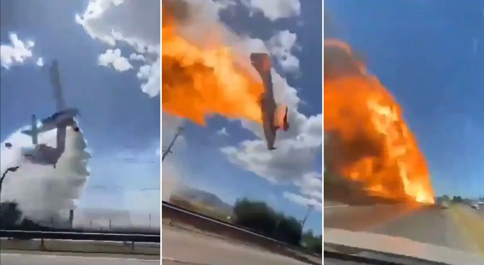 Imagem da notícia: Avião colide em poste e explode sobre rodovia no Chile; veja vídeo