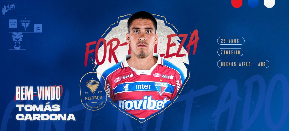 O zagueiro argentino Tomás Cardona foi o último reforço anunciado pelo Fortaleza para 2024
