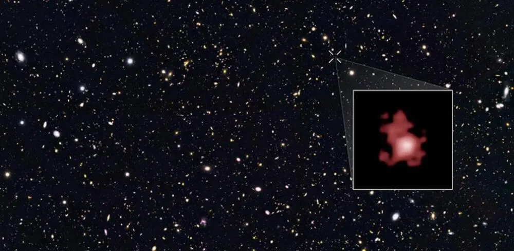 Imagem da notícia: Telescópio Webb encontra buraco negro mais antigo já detectado: 'Salto gigantesco'