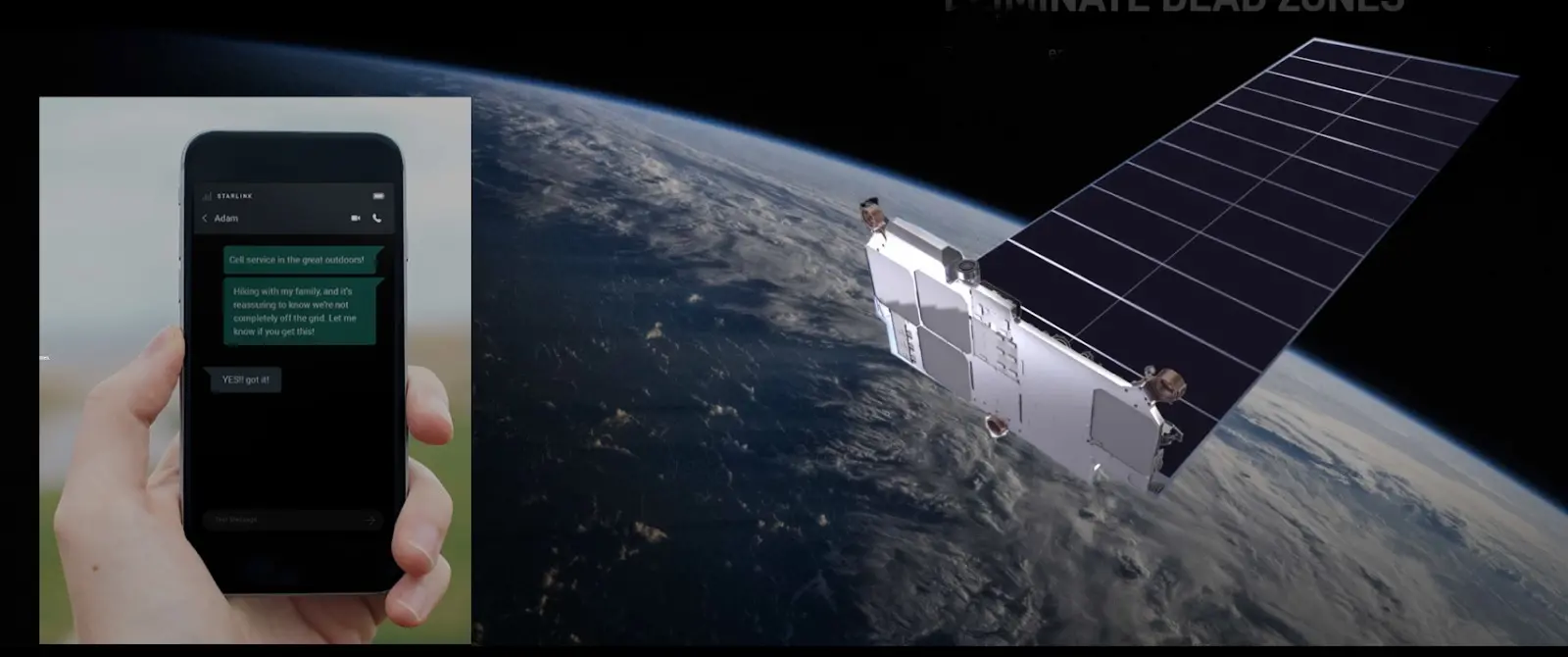 Smartphone recebendo e enviando mensagem via satélite