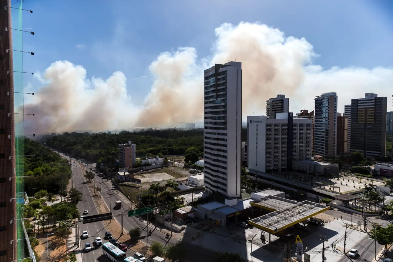 Fumaça tomou prédios e residências na região do parque