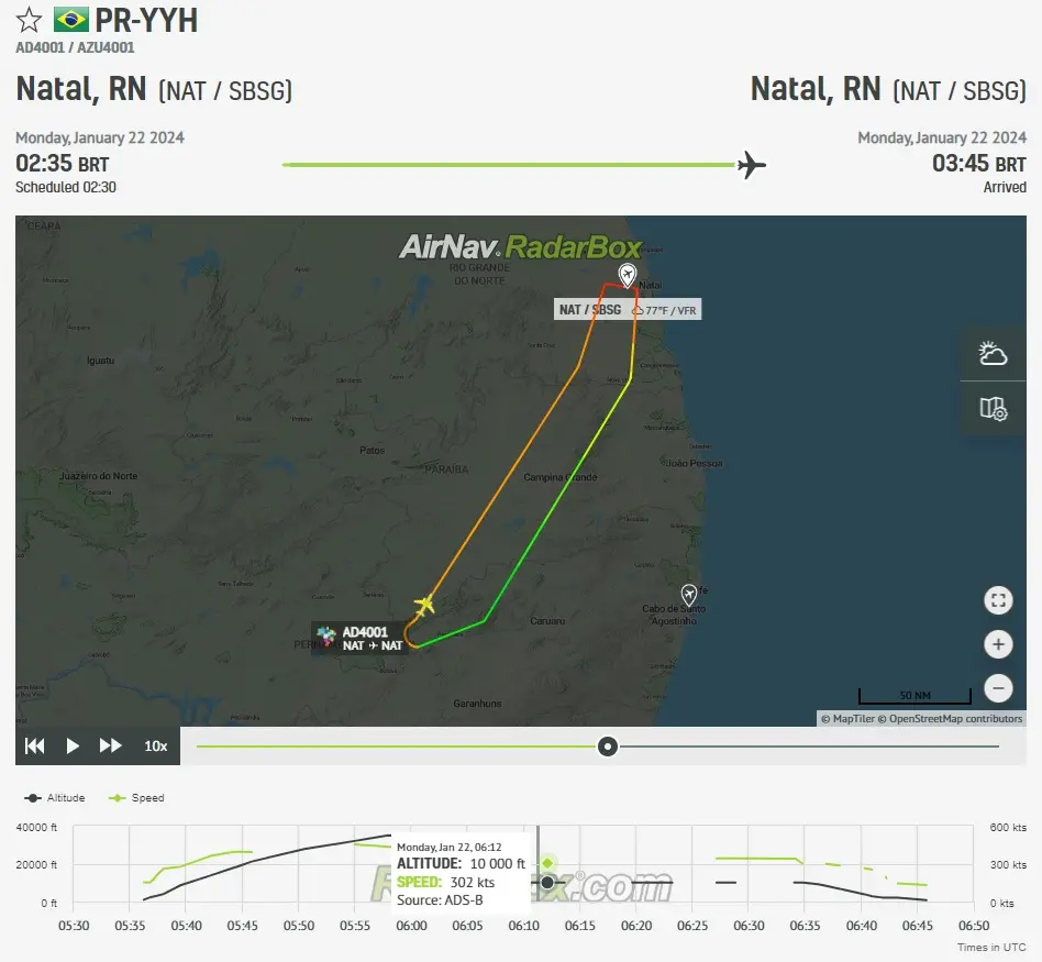 Imagem da notícia: Piloto declara 'mayday' após 25 minutos de decolagem em voo de Natal e avião volta para aeroporto