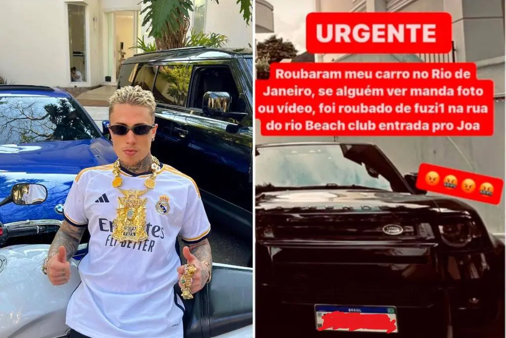 Imagem da notícia: Carro de MC Daniel no valor de R$ 800 mil é roubado por suspeitos com fuzis