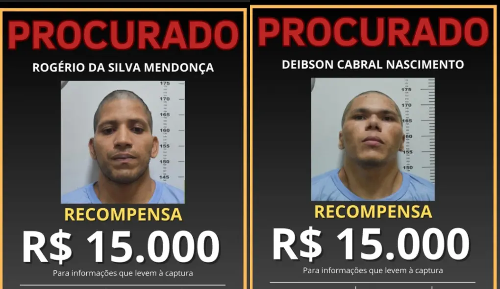 Imagem da notícia: Recompensa de R$ 15 mil é oferecida por cada fugitivo de Mossoró