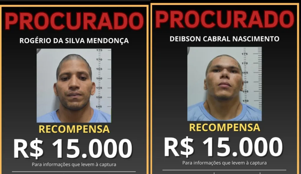 Rogério e Deibson escaparam da penitenciária federal no dia 14 de fevereiro