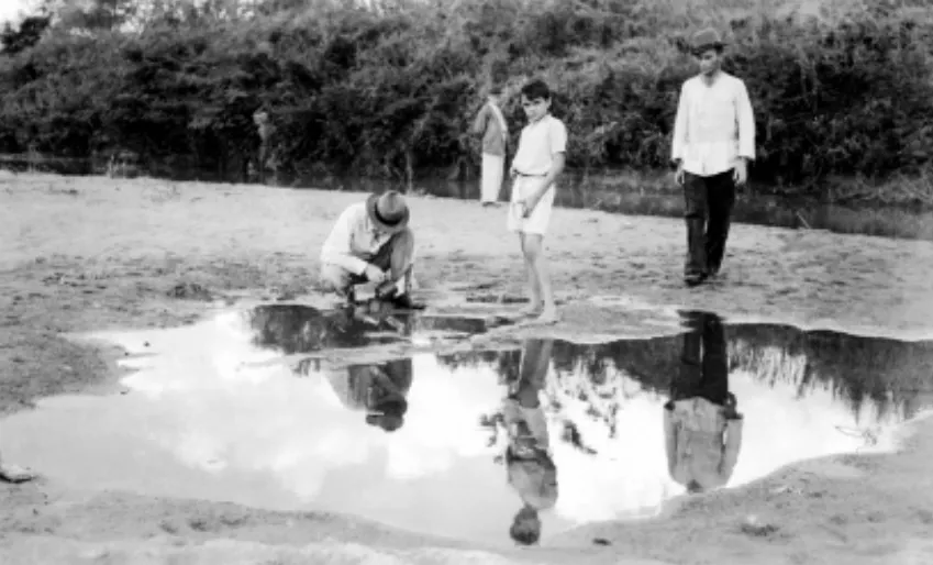 Pesquisa de focos de larvas do Anopheles gambiae no Rio Banabuiú, em Limoeiro, em 1938