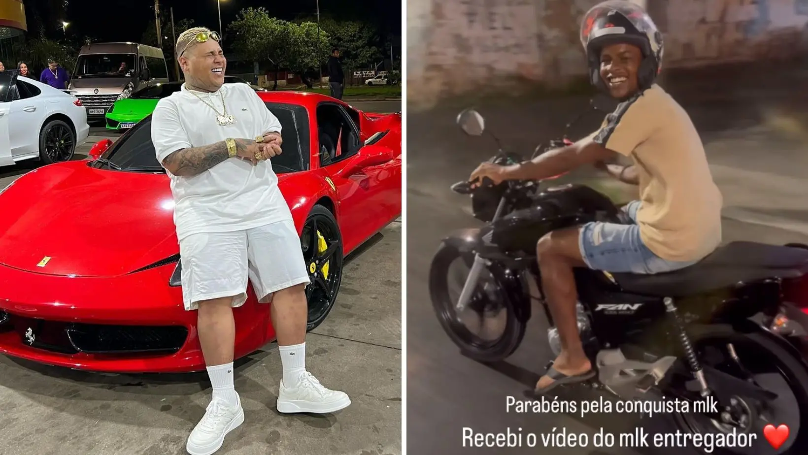 Imagem da notícia: MC Ryan dá R$ 10 mil para entregador que teve bicicleta roubada