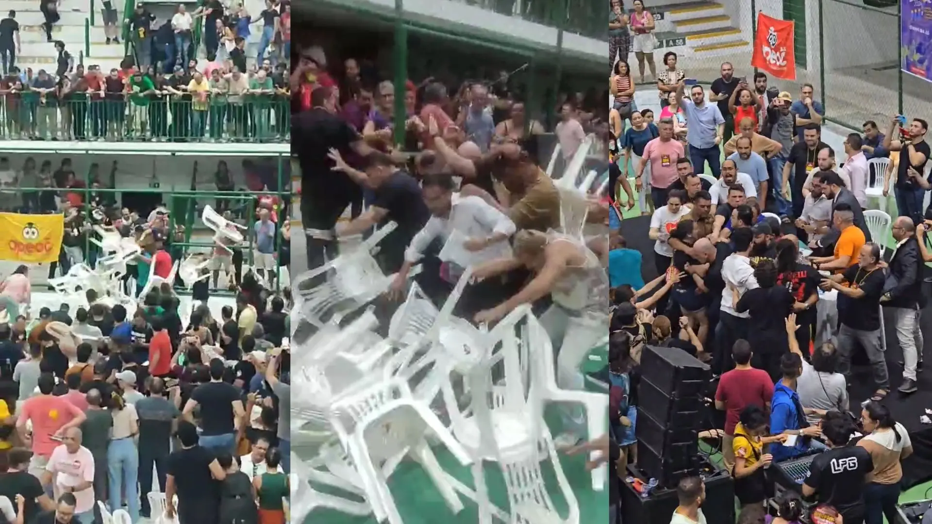 Imagem da notícia: Confusão e cadeiras arremessadas marcam assembleia de sindicato de professores no CE; veja vídeo