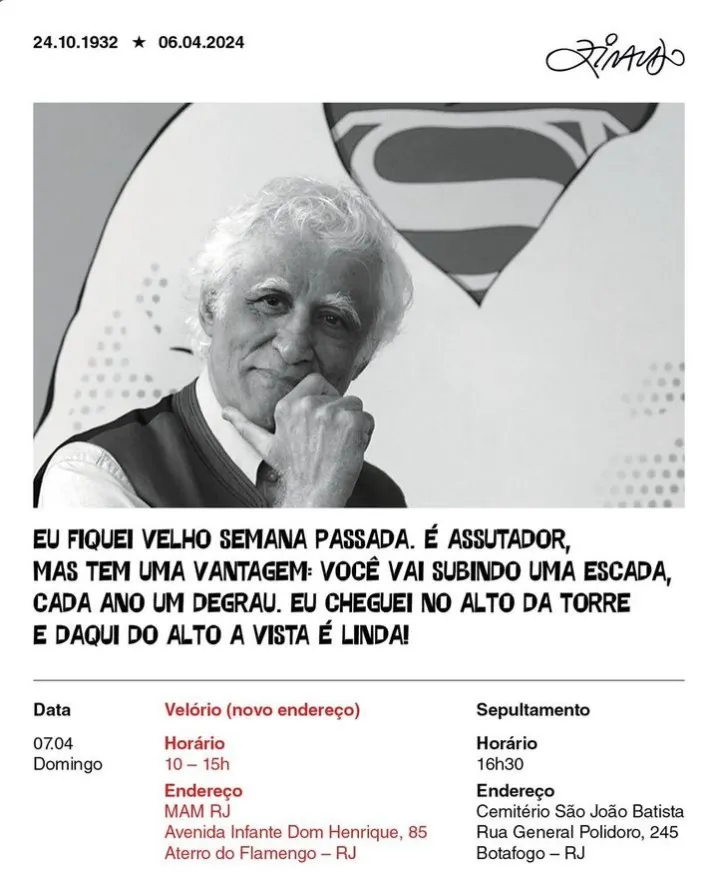 Família postou nas redes sociais do cartunista mensagem sobre atos fúnebres