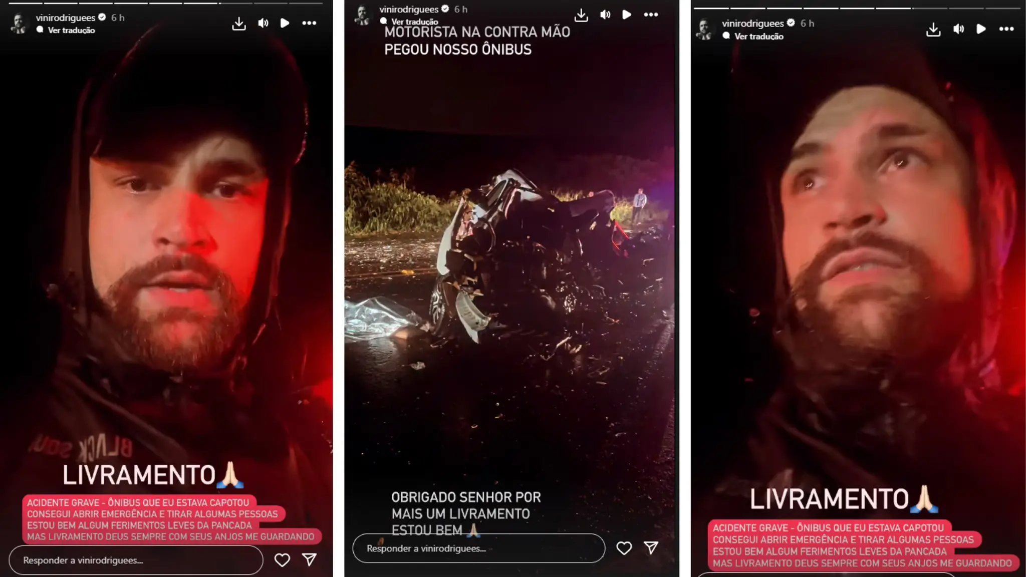 Imagem da notícia: Vinicius, do BBB 24, sofre grave acidente de ônibus no Paraná: 'Capotou'