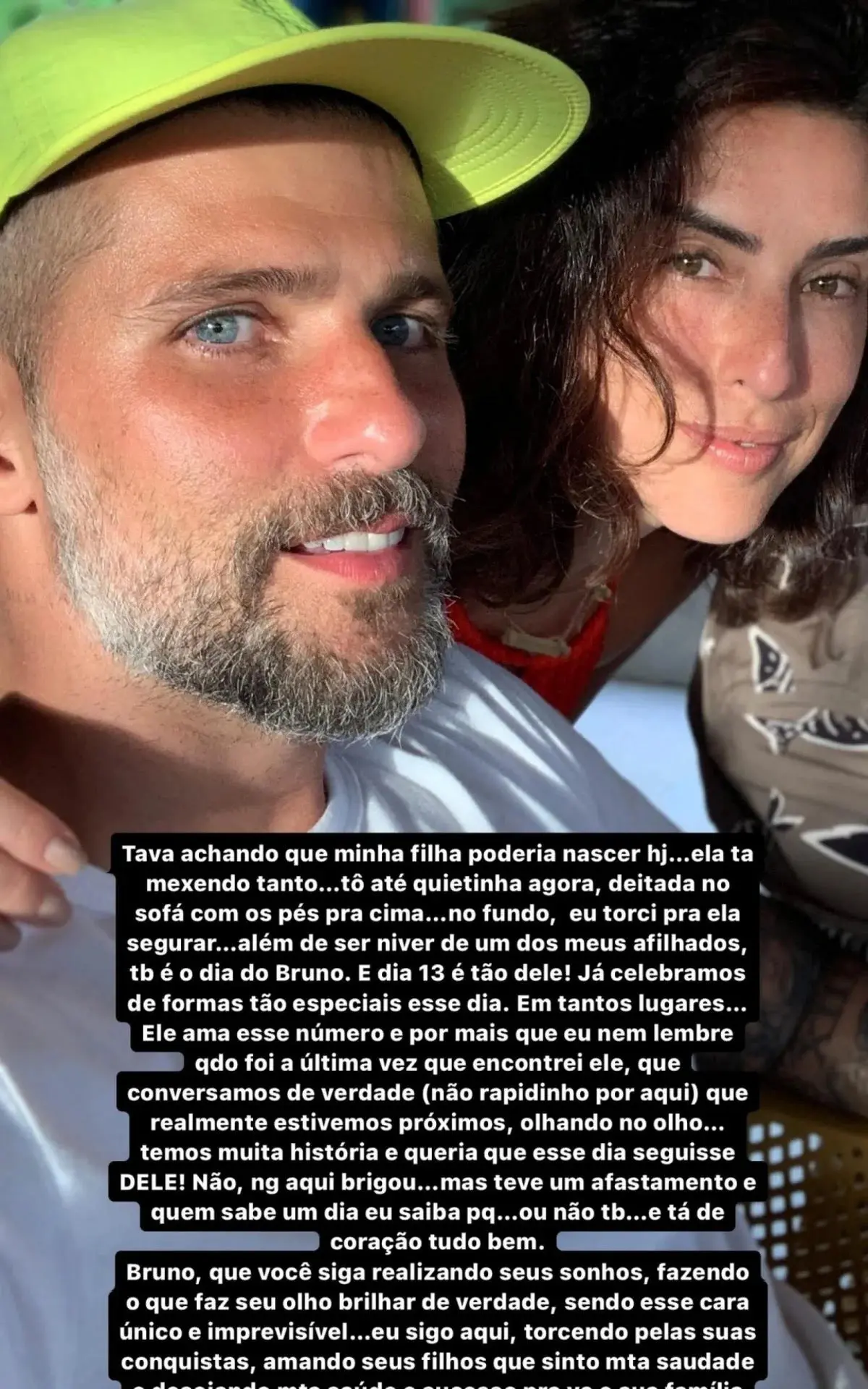 Imagem da notícia: Fernanda Paes Leme revela afastamento de Bruno Gagliasso ao parabenizar o amigo